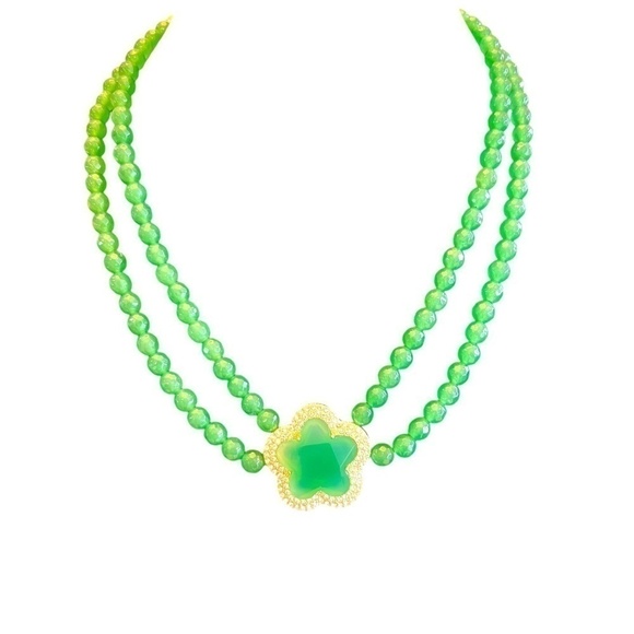 Cubic Zirconia & Agate Beaded Choker Necklace - NWT - Picture 2 of 11